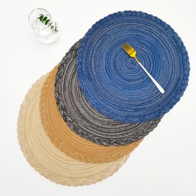 China Sustainable Nordic Style Cotton Yarn Area Rug Woven Tableware Pot Mat for sale