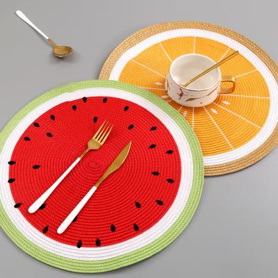 China Sustainable PP Woven Round Food Mat Insulation Mat Western Table Mat for sale