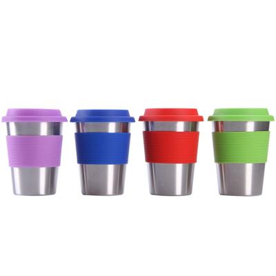 China Creative Vacuum Viable Single Layer Stainless Steel Car Mug Insulation Silicone Coffee Cup for sale