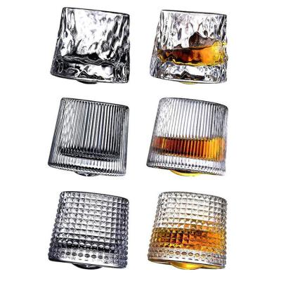 China Six-Piece Clear Glass Rotating Rotating Whiskey Glass Set For Home Bar for sale