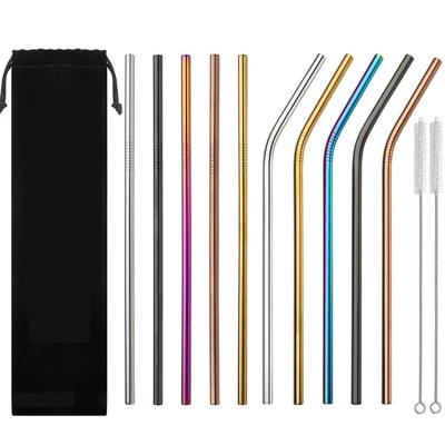 China Sustainable Colorful Metal 304 Stainless Steel Straw Set For Bar for sale