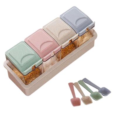 China Sustainable Outstanding Use Four Separate Colors Plastic Storage Spice Box Set for sale