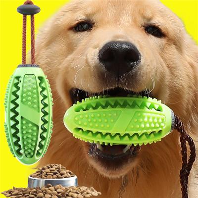 China Sustainable Dog Toothbrush Chew Toys Toothbrush with Rope Non-Toxic Bite Dog Food Dental Care QI Resistant Toy Natural Rubber Green Treat for sale