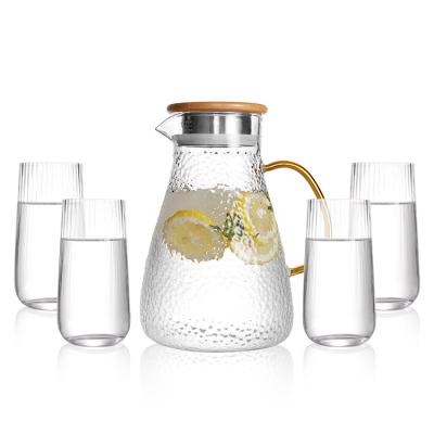 China Factory AIHPO3 Viable Wholesale Pitcher Ice Tes Carafe Heat Resistant Glass Cold Water Jug With Lid For Hot Cold Drinks for sale