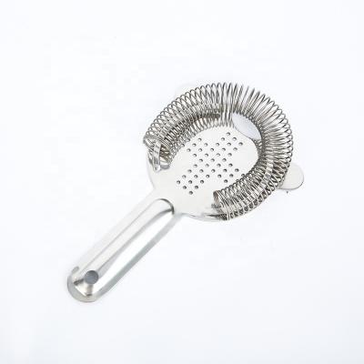 China Mesh Tea Ice Hawthorn Cocktail Strainer Sieve Metal Stainless Steel Bar Fork Sifter Viable Drinks Julep Strainer for sale