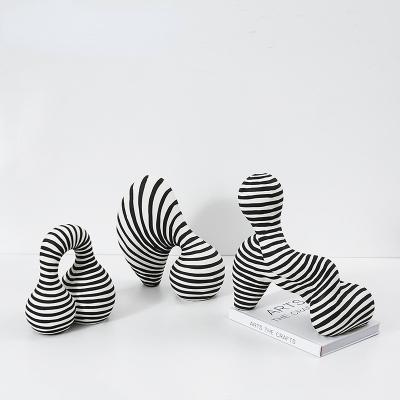 China New Nordic Modern Minimalist White And Black Zebra Texture Matt Ceramic Decor For Home Decor Accessories for sale