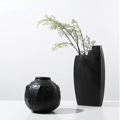 China Items Ceramic Vases Abstract Modern Black Ceramic Flower Keramik Vases Wholesale Large Home Decorative Porcelain Pots for sale