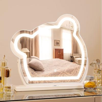 China Custom Hollywood Fascinating Makeup Mirror Table Desk Room Room Mirror Lights Cute Animal Lighted Animal Bear for sale