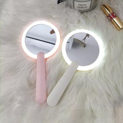 China New Design Fashion Custom Handheld Led Hand Mirror Pocket Makeup Cosmetic Portable Led Mirror for sale