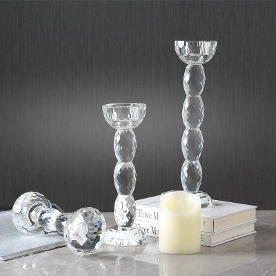 China Unbreakable Thick Clear Crystal Glass Votive Tabletop Centerpiece Stocked Tall Clear Candle Holder for sale