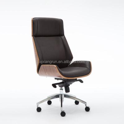 China ANJI Modern Leather Office Chair (Height) Bentwood Office Swivel Adjustable Computer Chair for sale