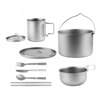 China Titanium Lightweight Nonstick Camping Picnic Pot Camping Cookware Sets For Hiking for sale