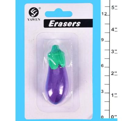 China Office Eraser Color Eggplant Shape Creative Hot Selling Purple Eraser for sale