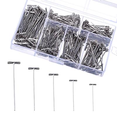 China School Home Office 450 Pieces Steel T-pins Nickel Plated With Plastic Clear Package Box In Assorted Size Packing for sale