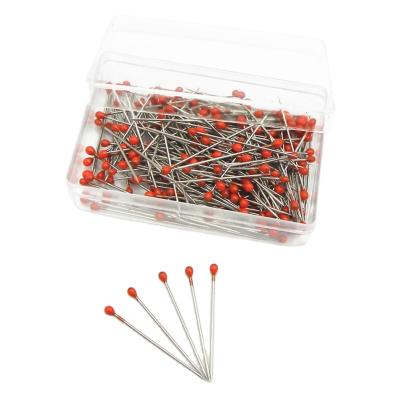 China Red Color Durable Small Head Pins , 26mm Straight Pins For Different Fabric Use for sale