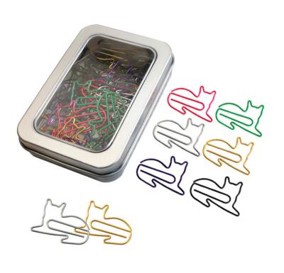 China 60pcs Cat Shape Metal Bookmarks Cute Animal Eco-Friendly Planner Paper Clips For Office Supplies And Gifts for sale