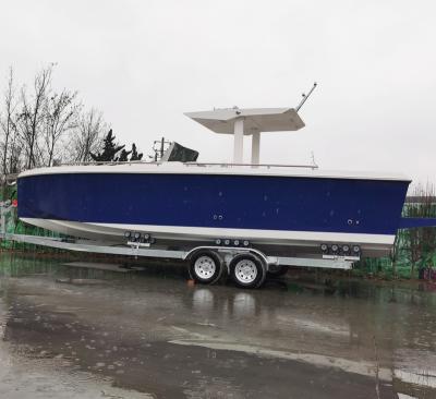 China Fiberglass CE Certified 28ft Fiberglass Boat For Leisure Fishing And Entertainment for sale