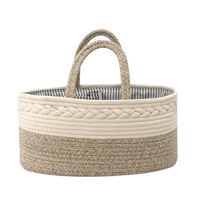 China Luxury Portable Baby Diaper Caddy With Removable Large Storage Capacity Cotton Rope Basket Baby Diaper Caddy for sale