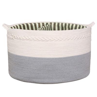 China Large Size Folding Cotton Rope Woven Hamper Laundry Basket Cotton Rope Organizer Storage Basket for sale