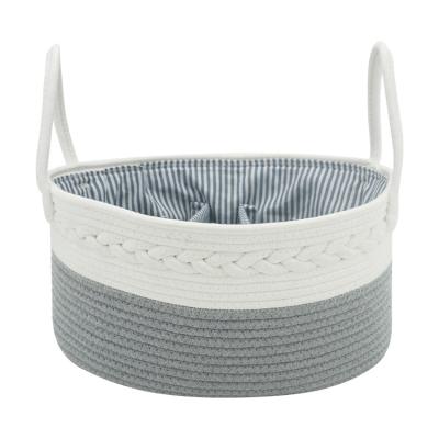 China Sustainable Home Clothes Baby Diaper Basket Cotton Rope Storage Basket For Baby Toy With Handles Liners for sale