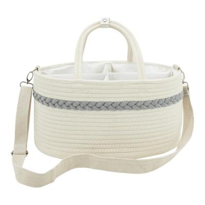 China High Capacity 100% Cotton Rope Diaper Basket With Handle Locker And Removable Shoulder Strap for sale