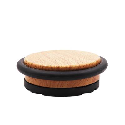 China Modern Heavy Duty Metal Floor Door Stopper Decorative Wooden Color Door Stopper With Rubber Buffer Ring Stainless Steel Door Stop for sale