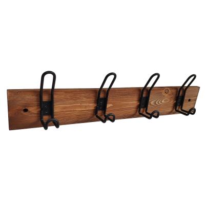 China Modern Wooden Wall Mount Hook Rail Coat Hanger Hanger Rack for sale