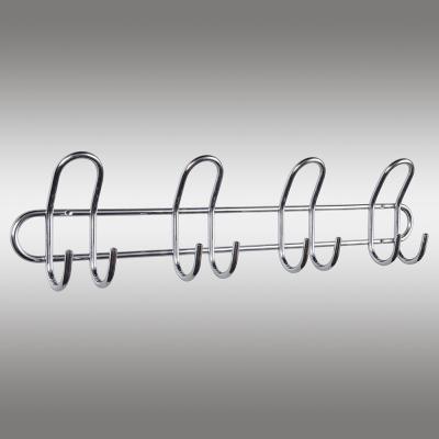 China Living Room Bathroom Kitchen Wall Mount Hook Rail Metal Wire Chrome Surface Hat Clothes Long Dress Coat Hanger Hook Rack for sale