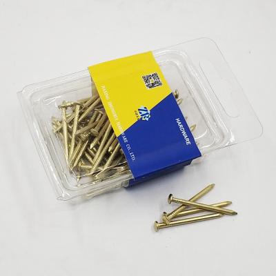 China Chinese Iron Factory Produced Premium Flat Head Smooth Shank Polished Yellow Copper Brass Nails for sale