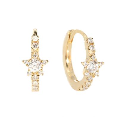 China FASHIONABLE hot selling star huggie earrings real gold plated zircon earrings for sale