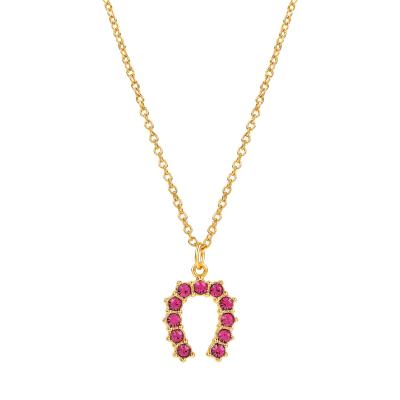 China TRENDY Rose Gold CZ Necklaces s925 Lady Charm Necklace Horseshoe Supplies for sale