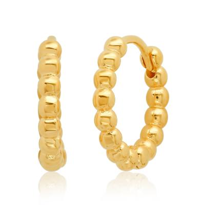 China TRENDY fashion beaded earrings gold ball huggie earrings 925 silver hoop earrings for sale