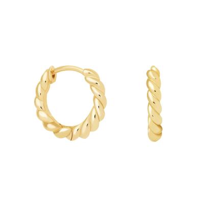 China TRENDY high quality gold rope circle earrings 14k gold huggie earrings fashion earrings for sale