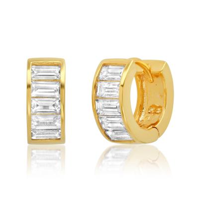 China TRENDARY fashion earrings baguette huggies circle earrings 18k gold plated jewelry for sale