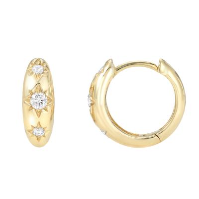 China FASHIONABLE chunky mini earring 925 dome star huggies circle earrings 14k gold silver jewelry for sale