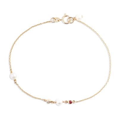 China FASHIONABLE Handmade Red Pearl Chain Bracelet Women Thin Silver Bracelets Jewelry for sale