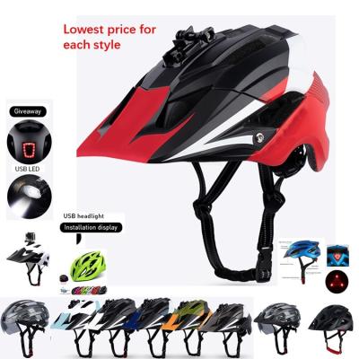 China Compounds Mountain Bike Helmet Skateboard Detachable Cycling Safety Hat Bike Riding Reflective Helmet Led Light For Adult for sale