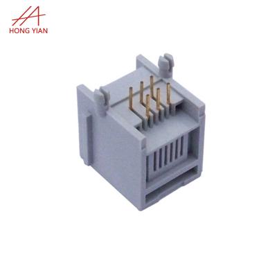 China Single Left PCB Connector Rj45 Rj11 6P6C Modular Ethernet Jack RJ45 PCB Connector for sale