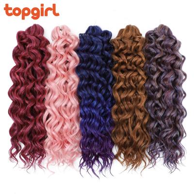 China Hot Sale Ombre Water Wave Girl Afro V-Tip Hair Topper Curl 18-24 Inch Synthetic Crochet Braids Curly Surf Hawaii Hair Braiding Extension for sale