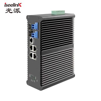 中国 10/100/1000Mbps マネージド 6ポート 産業用ファイバーバイパススイッチ DC48V 90W ディンレール 販売のため