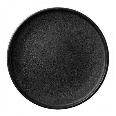 China Sustainable Wholesale Ceramic Dish With &black Porcelain Dinner Dishes Plates Bulk Flat White Ceramic Tableware for sale