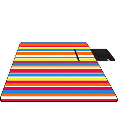 China Travel Hiking Daily Used Rainbow Stripe 3layer Picnic Blanket For Tent Floor for sale