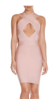 China Comfortable Cut Out Bandage Dress Sleeveless Apricot / Turquoise Color for sale