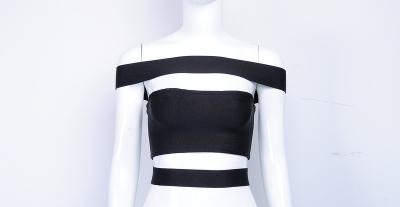 China Patchwork Strapless Bandage Dress Black Various Size For Lady for sale