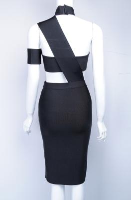 China Dry Cleaning White And Black Bandage Dress For Cocktail Party for sale