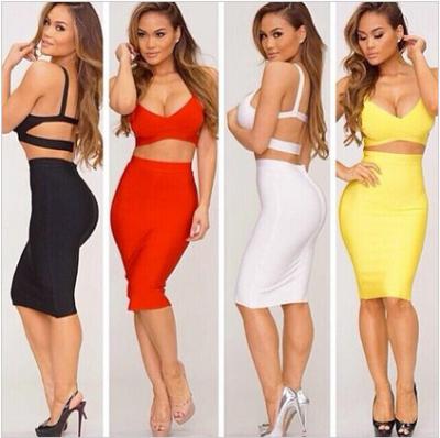 China Fashion Bandage 2 Piece Dress , Ladies Bandage Dress Sleeveless for sale