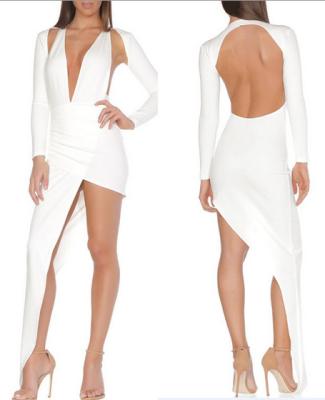 China Sexy White Backless Bandage Dress Long Sleeve Club Europen Style for sale