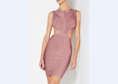 China O-Neck Apricot Blackless Women Party Mini Anti-static Bandage dress for sale