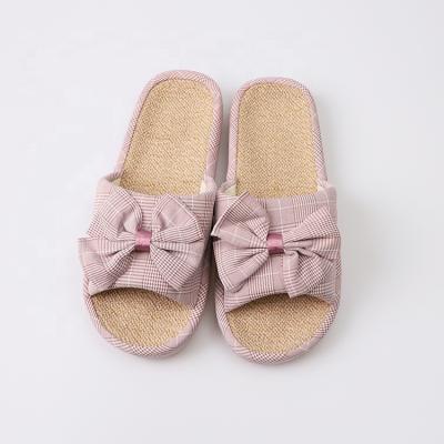 China Summer canvas female indoor home fashion trend breathable non-slip mute flax slippers women ladies sandals for sale