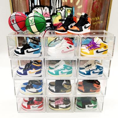 China Wholesale Gifts Factory Price Customized Cute Sneaker Shoes Cute Accessories AJ1 Jordan 3D Model Mini NBA Bag Chain With Mini Box for sale